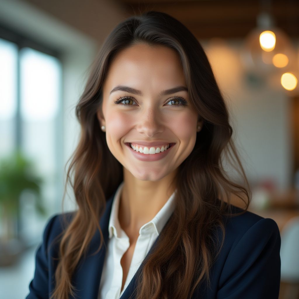 Retrato de Ana, una exitosa estudiante de negocios.